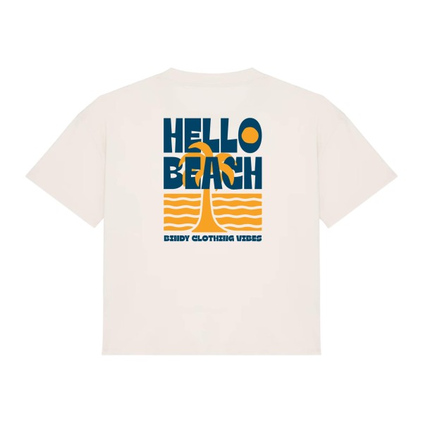 Hello Beach T-shirt, organic cotton oversized Girl, Bindy