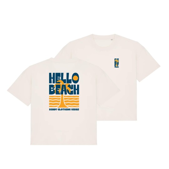 Hello Beach T-shirt, organic cotton oversized Girl, Bindy