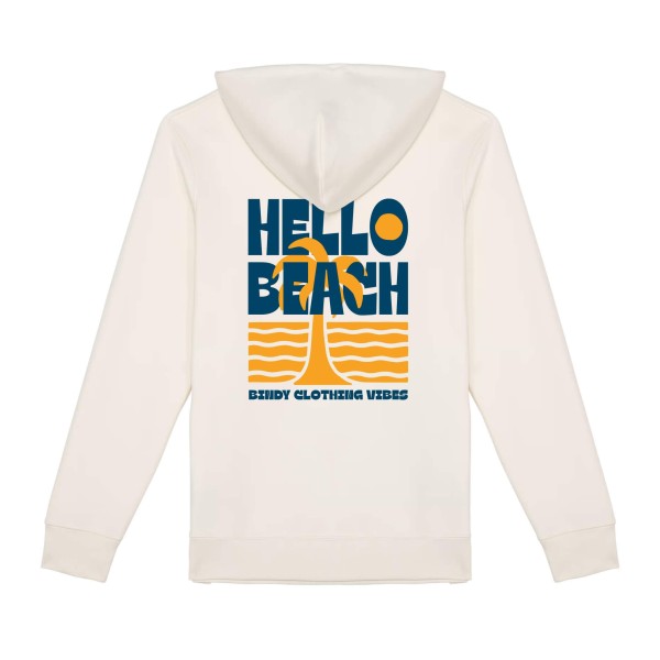 Hoodie unisex Hello Beach, coton bio, 350 g/m², Bindy