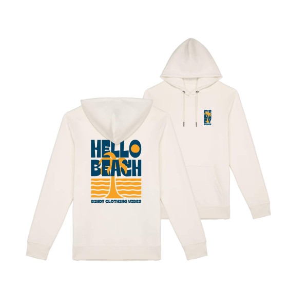 Hoodie unisex Hello Beach, coton bio, 350 g/m², Bindy