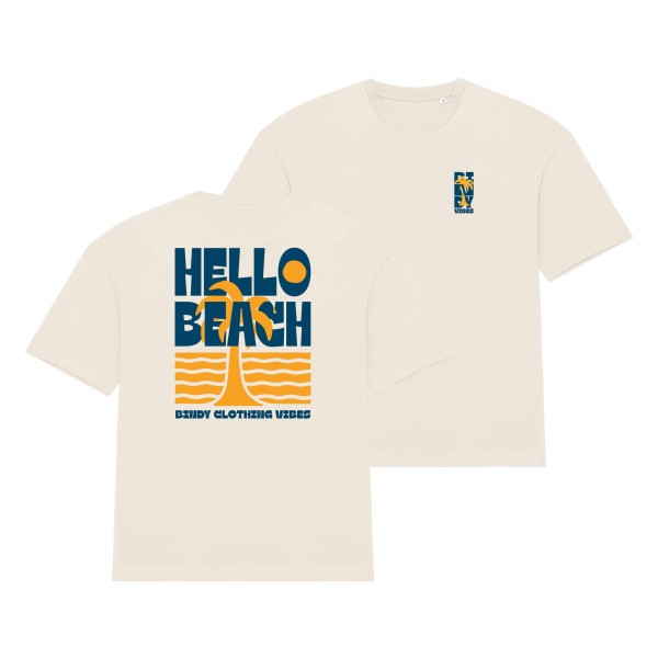 T-shirt Hello Beach, coton bio oversize unisex, Bindy